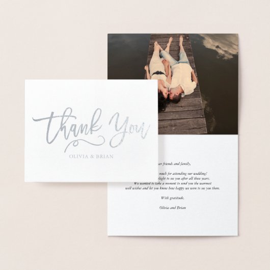 Foto modern script bruiloft Hartelijk dank Folie Kaarten (Display)