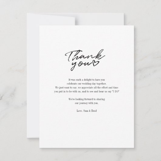 Foto modern script bruiloft Hartelijk dank Notitiekaartje (Achterkant)
