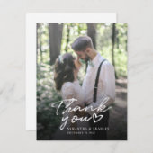 Foto modern script bruiloft Hartelijk dank Notitiekaartje (Voorkant / Achterkant)