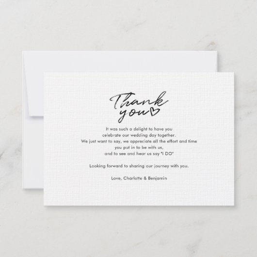 Foto modern script bruiloft Hartelijk dank Notitiekaartje (Achterkant)
