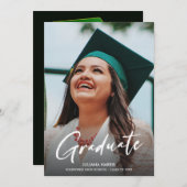 Foto Modern Script Groen Pet Party Afstuderen Kaart (Voorkant / Achterkant)