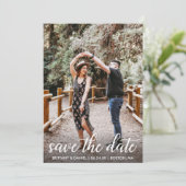 Foto modern script Verloving Save The Date (Staand voorkant)