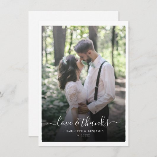 Foto Modern Script Wedding Bedankkaart (Voorkant / Achterkant)