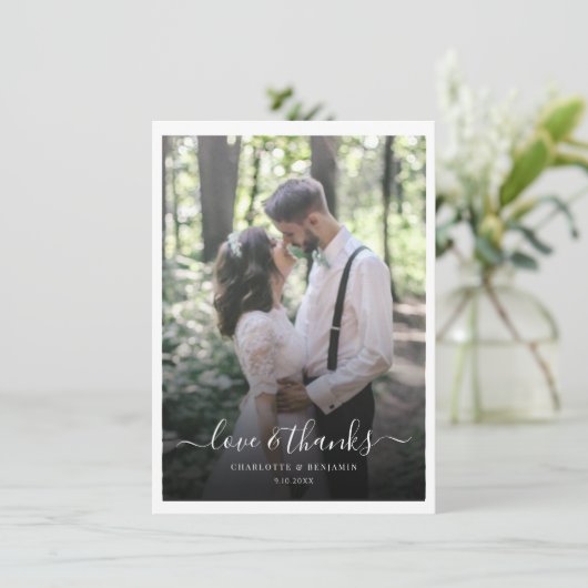 Foto Modern Script Wedding Bedankkaart (Staand voorkant)