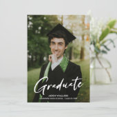 Foto Modern Script Zwart Pet Party Afstuderen Kaart (Staand voorkant)