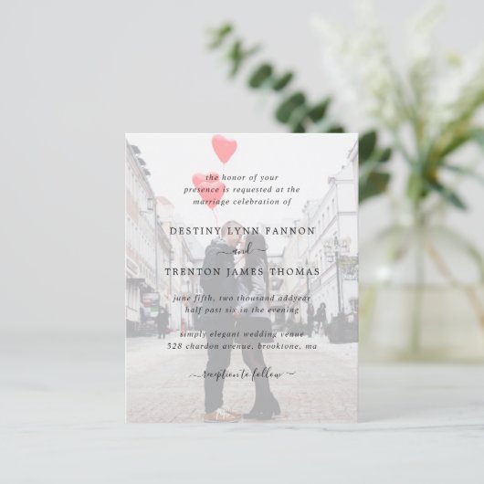 Foto Modern Simple Budget Wedding Uitnodiging (Staand voorkant)