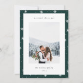 Foto Modern Snowflake Border Feestdagenkaart (Voorkant)