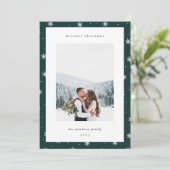 Foto Modern Snowflake Border Feestdagenkaart (Staand voorkant)