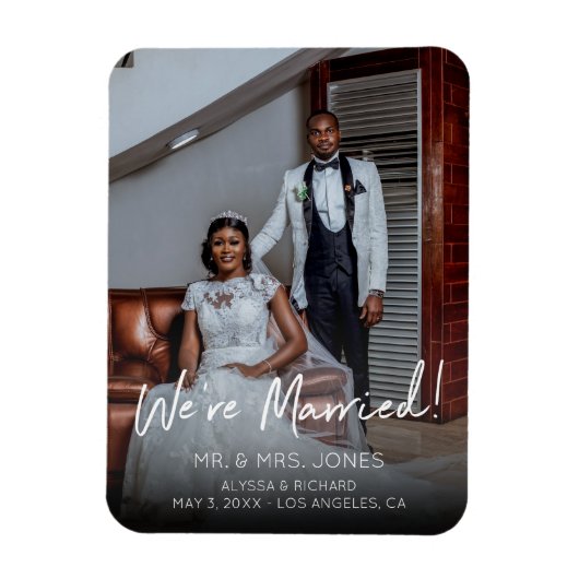 Foto Modern Typography Wedding Announcement Magneet (Verticaal)