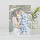 Foto Modern Vellum Sparkle Wedding Invitation Kaart (Staand voorkant)