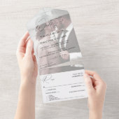 Foto Modern Vertical 4 Wedding All In One Uitnodiging (Afscheurbaar)