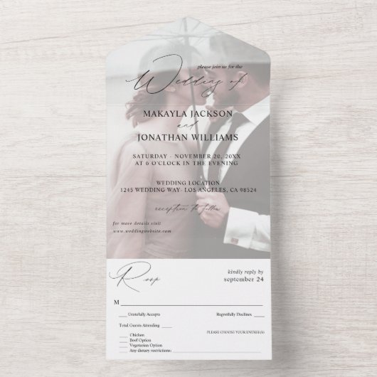 Foto Modern Vertical 4 Wedding All In One Uitnodiging (Binnen)