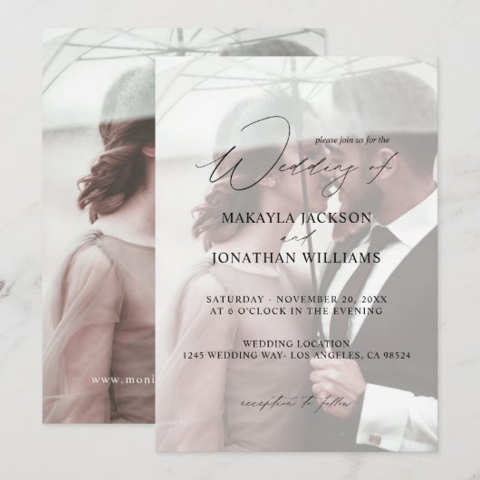 Foto Modern Vertical 4 Wedding Kaart (Voorkant / Achterkant)