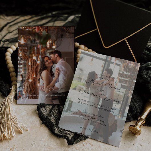 Foto Modern Vertical 9 Wedding Invitation Kaart