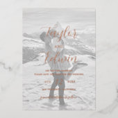 Foto Modern Wedding Save the Date Roos Gold Folie Uitnodiging (Voorkant)