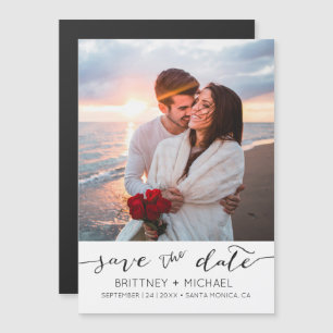 Foto Modern White Simple Save the Date Magnetische Uitnodiging