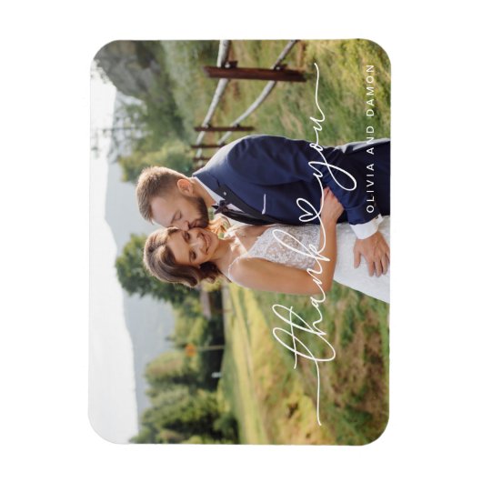 Foto modern wit script - Hartelijk dank Magneet (Verticaal)