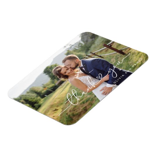 Foto modern wit script - Hartelijk dank Magneet (Linkerzijde)