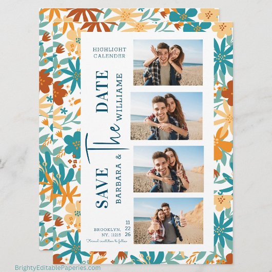 Foto Moderne Abstracte Wildflower Bright Art Save The Date