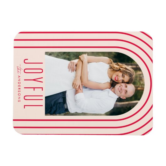 Foto Moderne Arch Blush & Red Holiday Magneet (Horizontaal)
