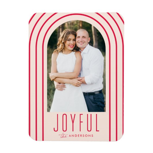 Foto Moderne Arch Blush & Red Holiday Magneet (Verticaal)