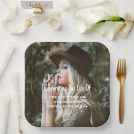 Foto Moderne Begrafenis Viering van het Levensmonu Papieren Bordje