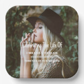 Foto Moderne Begrafenis Viering van het Levensmonu Papieren Bordje (Voorkant)