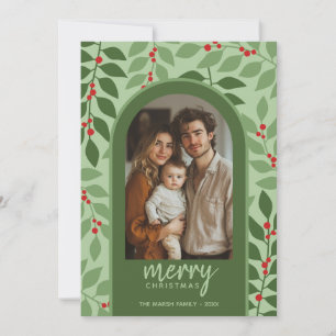 Foto moderne boog - eucalyptus takken Kerstmis Feestdagenkaart