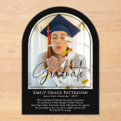 Foto Moderne Boog Script Afstudeer Uitnodiging (Voorkant)