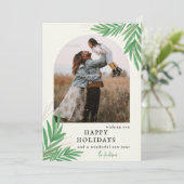 Foto Moderne botanische Arch Greenery Feestdagenkaart (Staand voorkant)