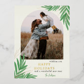 Foto Moderne botanische Arch Greenery Folie Feestdagen Briefkaart (Voorkant)