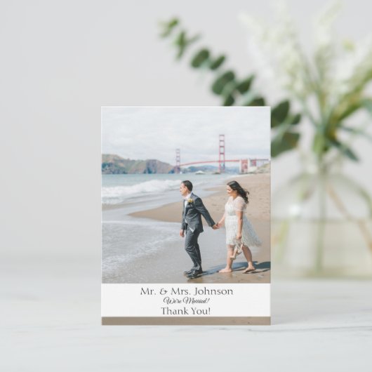 Foto Moderne bruiloft dank u kaart - onderste bar (Staand voorkant)