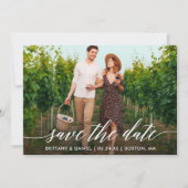 Foto Moderne Calligrafie Script Kraft Couple Save The Date (Voorkant)