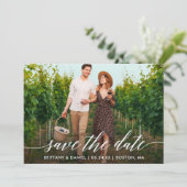 Foto Moderne Calligrafie Script Kraft Couple Save The Date (Staand voorkant)