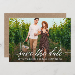 Foto Moderne Calligrafie Script Kraft Couple Save The Date