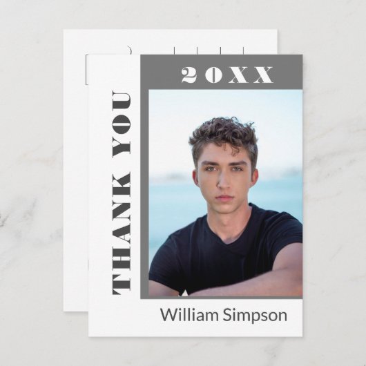 FOTO Moderne Eenvoudig Afstuderen Dank u dat u aan Aankondigingskaart (Voorkant / Achterkant)