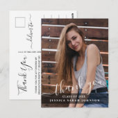 FOTO Moderne eenvoudige elegante Afstuderen Dank u Briefkaart (Voorkant / Achterkant)