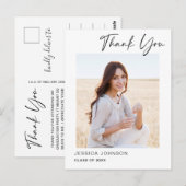 FOTO Moderne eenvoudige elegante Afstuderen Dank u Briefkaart (Voorkant / Achterkant)