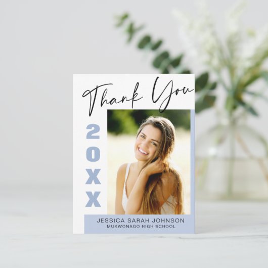 FOTO Moderne eenvoudige elegante Afstuderen Dank u Briefkaart (Staand voorkant)