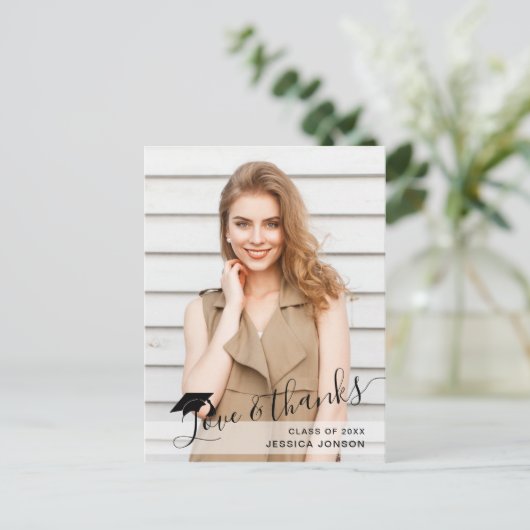 FOTO Moderne eenvoudige elegante Afstuderen Dank u Briefkaart (Staand voorkant)