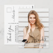 FOTO Moderne eenvoudige elegante Afstuderen Dank u Briefkaart (Voorkant / Achterkant)