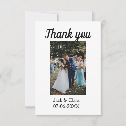 Foto moderne elegante eenvoudige bruiloft bedankt  (Voorkant)