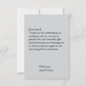 Foto moderne elegante eenvoudige bruiloft bedankt  (Achterkant)