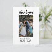 Foto moderne elegante eenvoudige bruiloft bedankt (Staand voorkant)