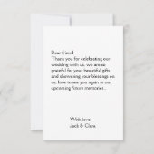 Foto moderne elegante eenvoudige bruiloft bedankt  (Achterkant)