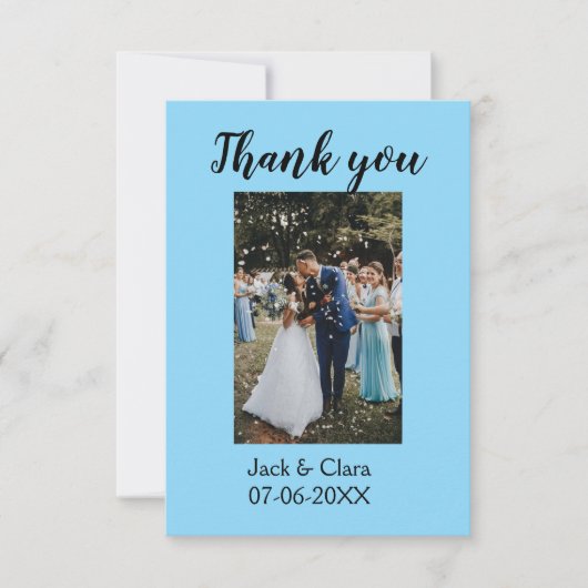 Foto moderne elegante eenvoudige bruiloft dank u bedankkaart (Voorkant)