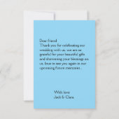 Foto moderne elegante eenvoudige bruiloft dank u bedankkaart (Achterkant)