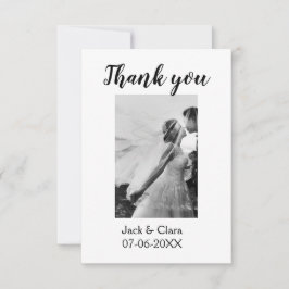 Foto moderne elegante eenvoudige bruiloft dank u bedankkaart