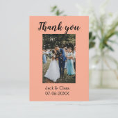 Foto moderne elegante eenvoudige bruiloft dank u bedankkaart (Staand voorkant)