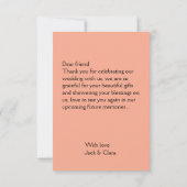 Foto moderne elegante eenvoudige bruiloft dank u bedankkaart (Achterkant)